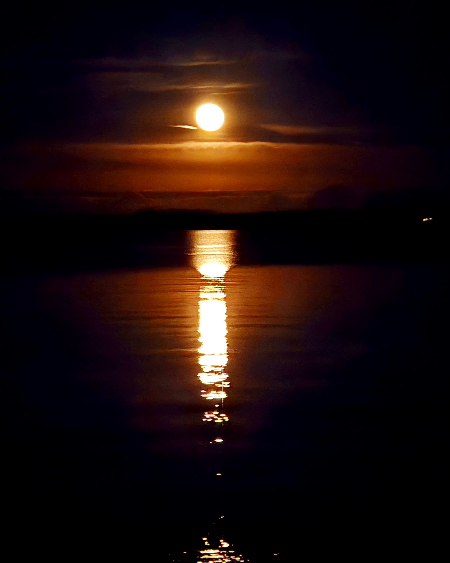 Angrillen 2026: Ein Grill steht vor dem Wohnmobil in Haderslev bei gleichzeitigem Sonnenuntergang und Mondaufgang.