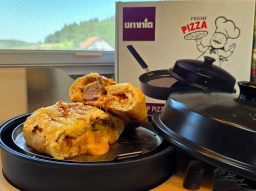 Cheeseburger-Calzone aus dem neuen Omnia Pizzaofen