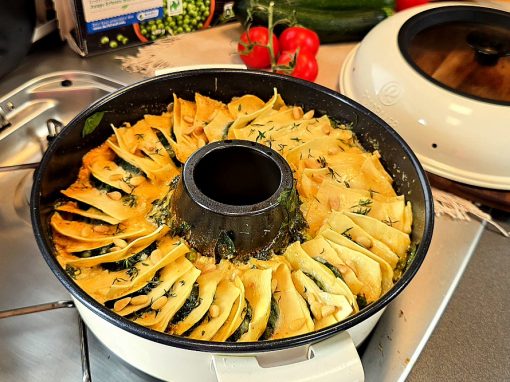 Grüne Sommer-Lasagne mit Spinat, Erbsen und Ricotta aus dem RoadBaker